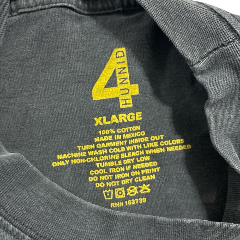 4Hunnid Black Graphic‎ Tee with Flame and Card Design Men’s XL - Picture 5 of 8